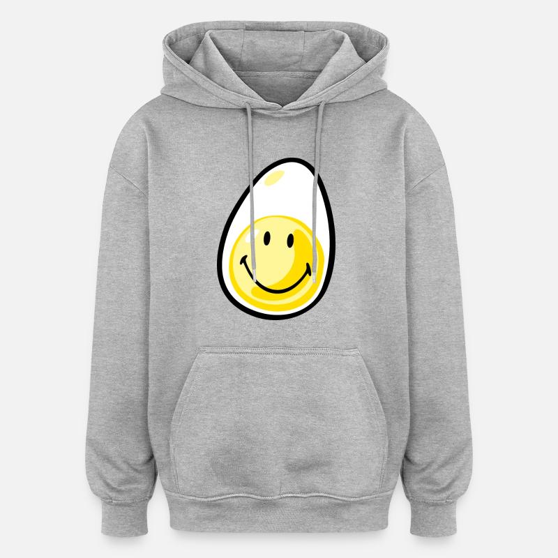 Smiley Hardboiled Egg - Sweat à capuche oversize unisexe - gris chiné