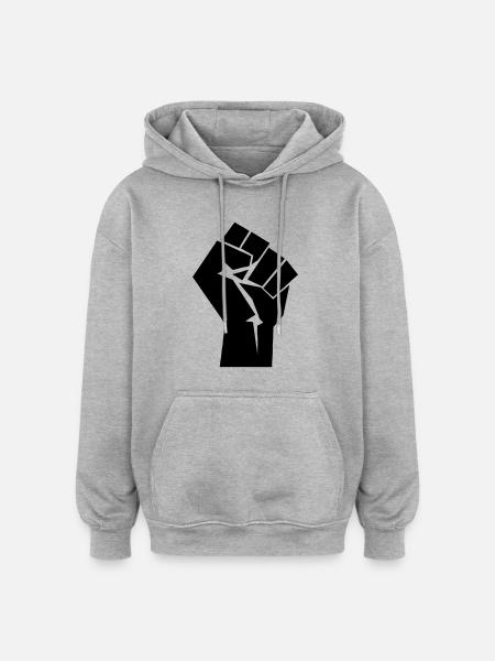 Raised Fist Logo - Oversized Unisex Hoodie - heather grey