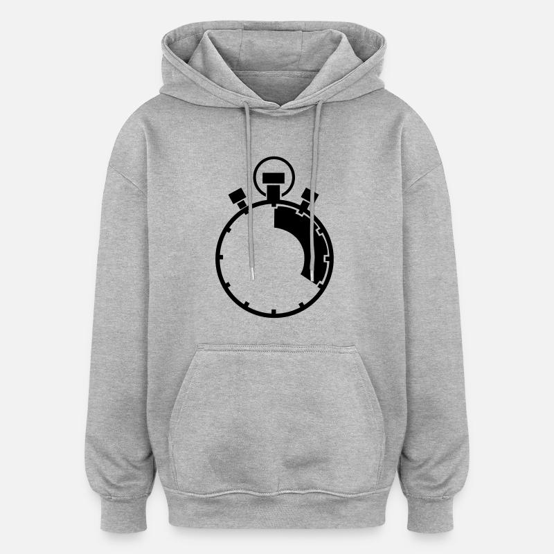 stoppuhr_01 - Sweat à capuche oversize unisexe - gris chiné