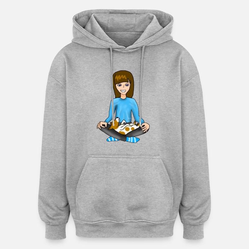 Méditer avec un chien - Sweat à capuche oversize unisexe - gris chiné