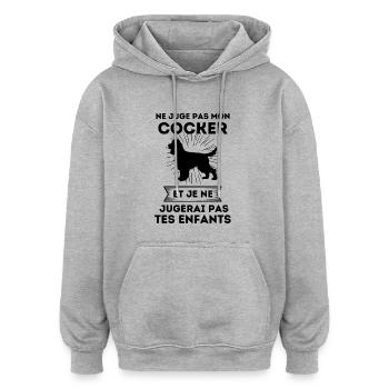 chien de race cocker 2 - Sweat à capuche oversize unisexe - gris chiné - Devant - Noah (186cm)