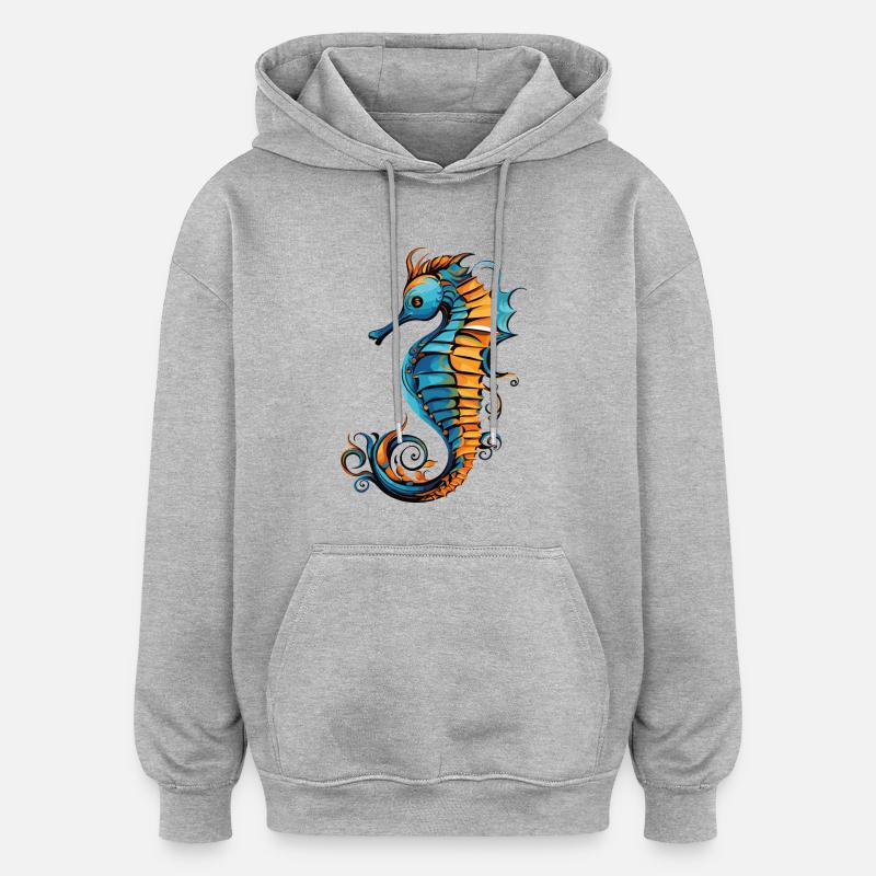 seepferdchen - Oversized Unisex Hoodie - Grau meliert