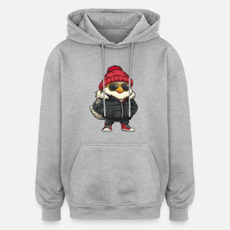 Coq d’hiver - Sweat à capuche oversize unisexe - gris chiné