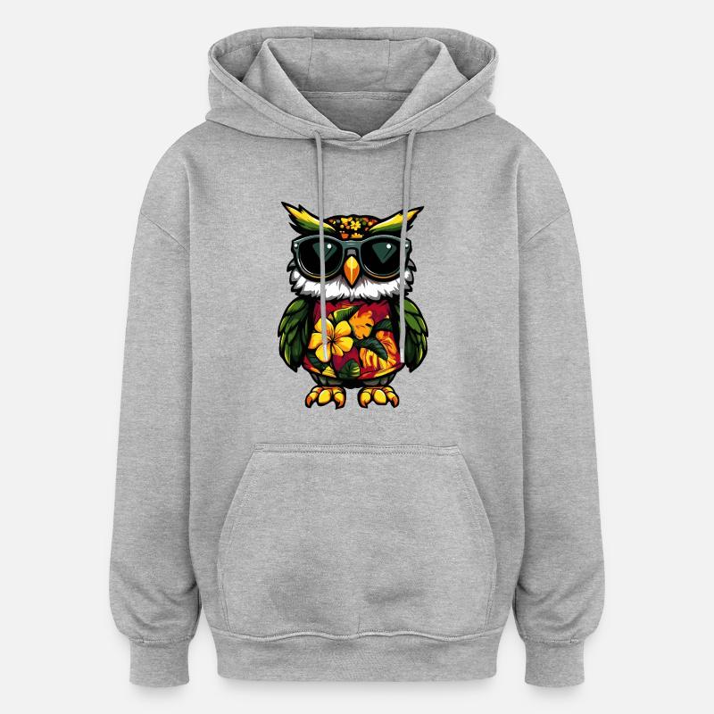 Chouette Bande dessinée Vacances - Sweat à capuche oversize unisexe - gris chiné