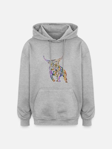 Der bunte Bulle - Oversized Unisex Hoodie - Grau meliert