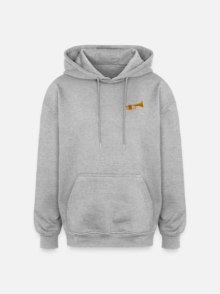 Trompet - Oversized unisex-hettegenser - gråmelert