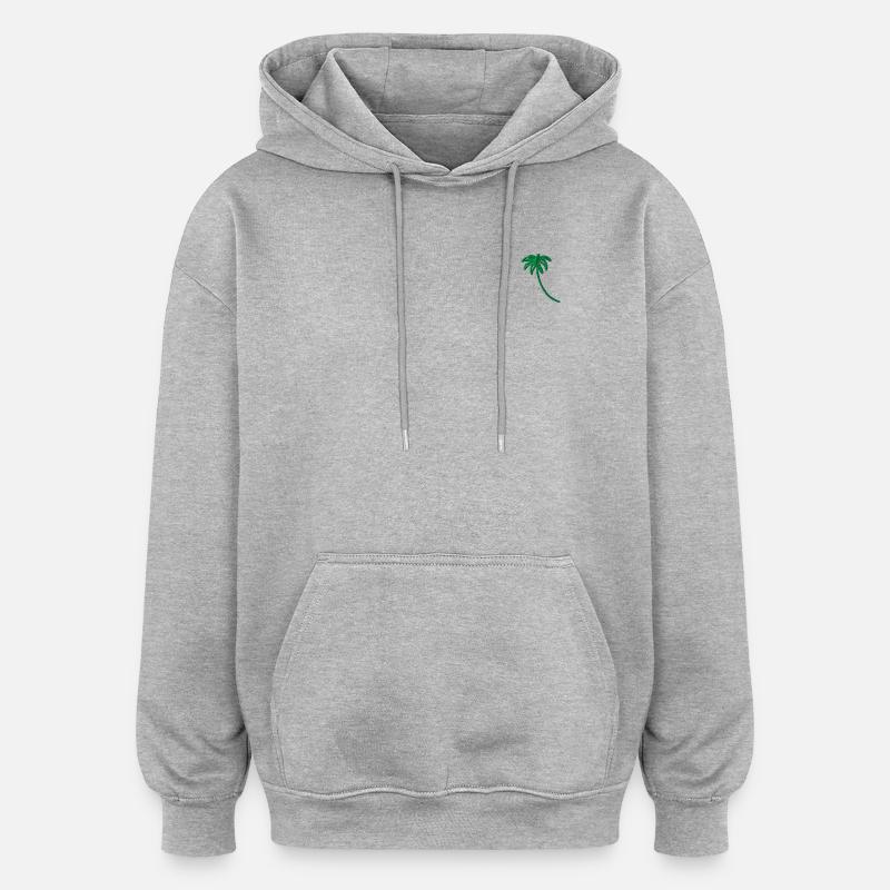 Palm Tree Embroidered - Oversized Unisex Hoodie - heather grey
