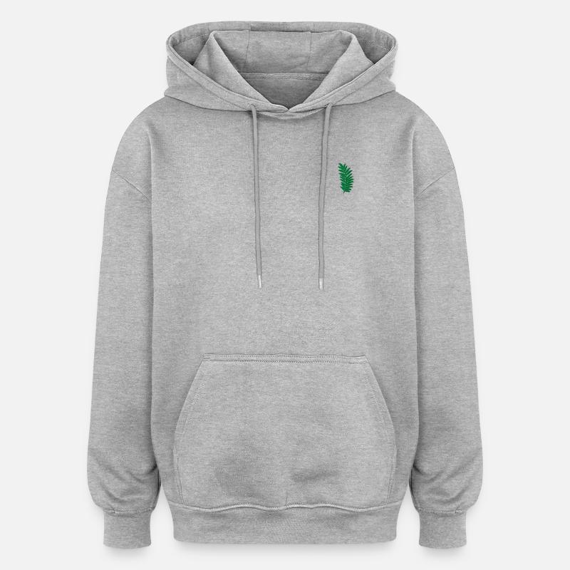Feuille de palmier brodée - Sweat à capuche oversize unisexe - gris chiné