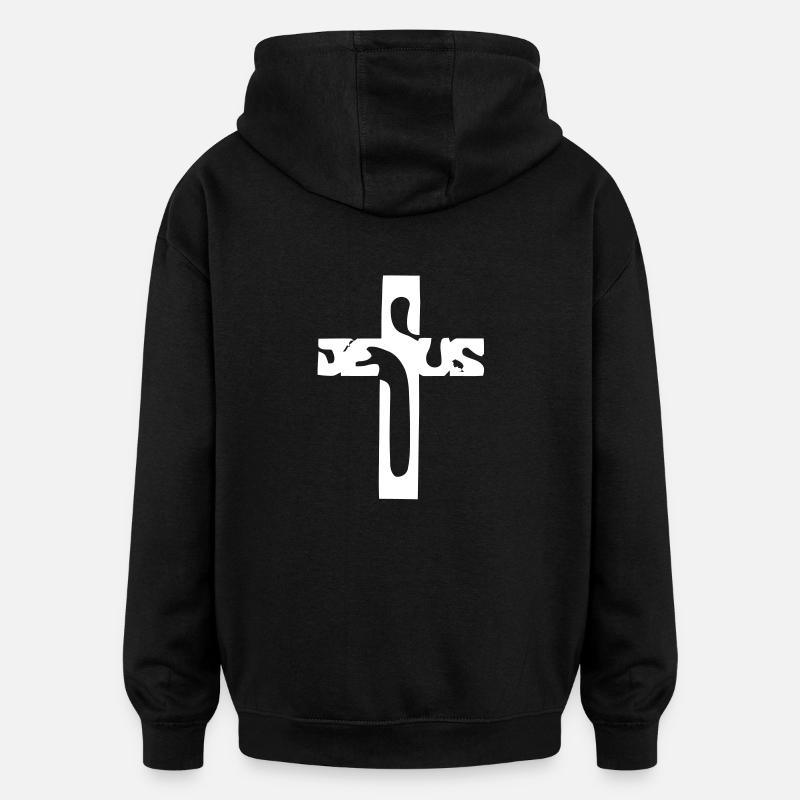 croix jésus - Sweat à capuche oversize unisexe - noir