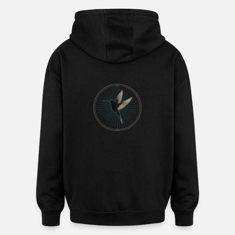 Colibri avec des étoiles - Sweat à capuche oversize unisexe - noir