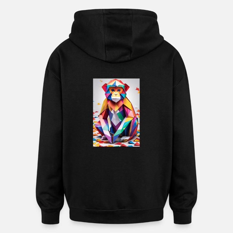 Singe arc-en-ciel - Sweat à capuche oversize unisexe - noir