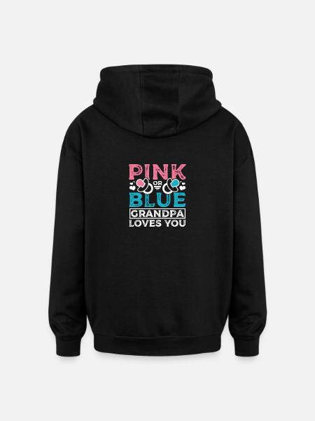 Papi rose ou bleu t’aime - Sweat à capuche oversize unisexe - noir