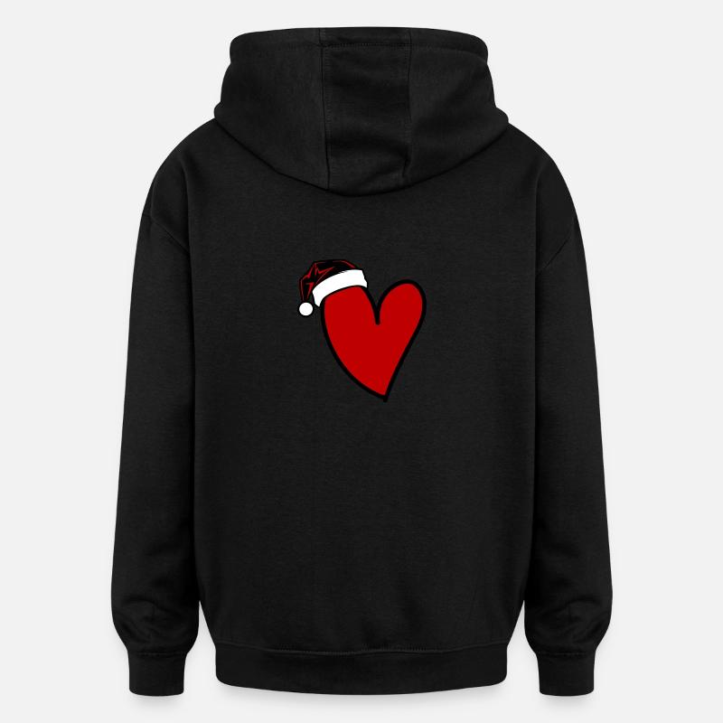 Coeur Noël - Sweat à capuche oversize unisexe - noir