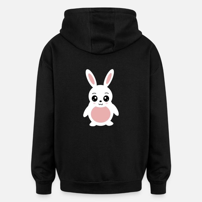 Lapin Kawaii Lapin - Sweat à capuche oversize unisexe - noir