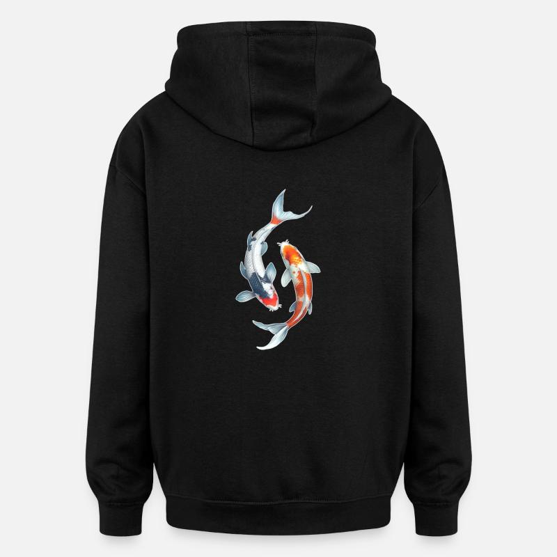 Carpe koï - Sweat à capuche oversize unisexe - noir