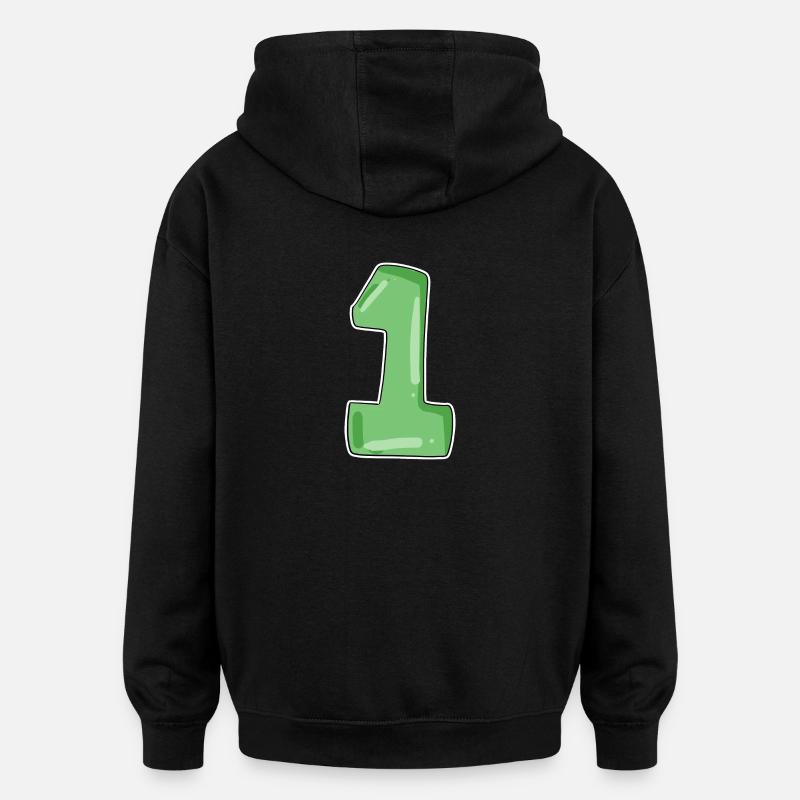 Numéro 1 - Sweat à capuche oversize unisexe - noir