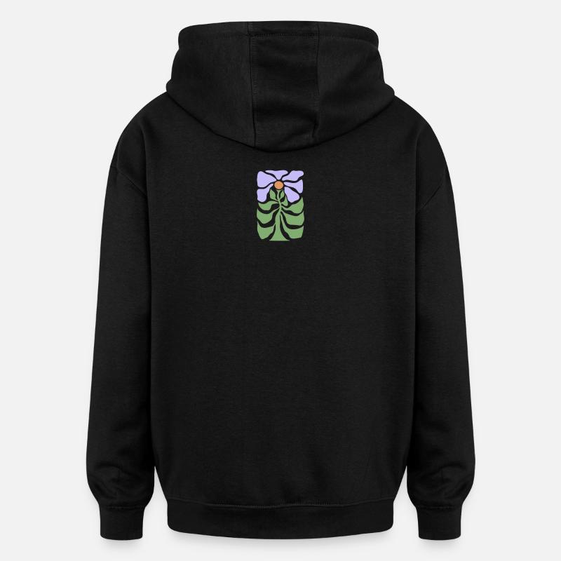 Blumengrafik - Oversized Unisex Hoodie - Schwarz