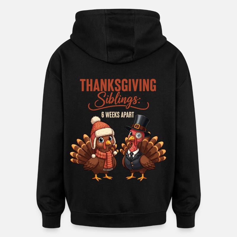 Frères et sœurs de Thanksgiving - Sweat à capuche oversize unisexe - noir