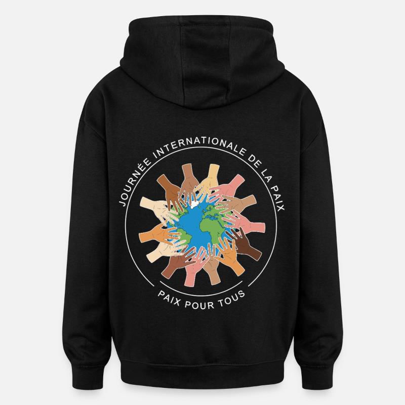Journée Internationale de la Paix - Sweat à capuche oversize unisexe - noir