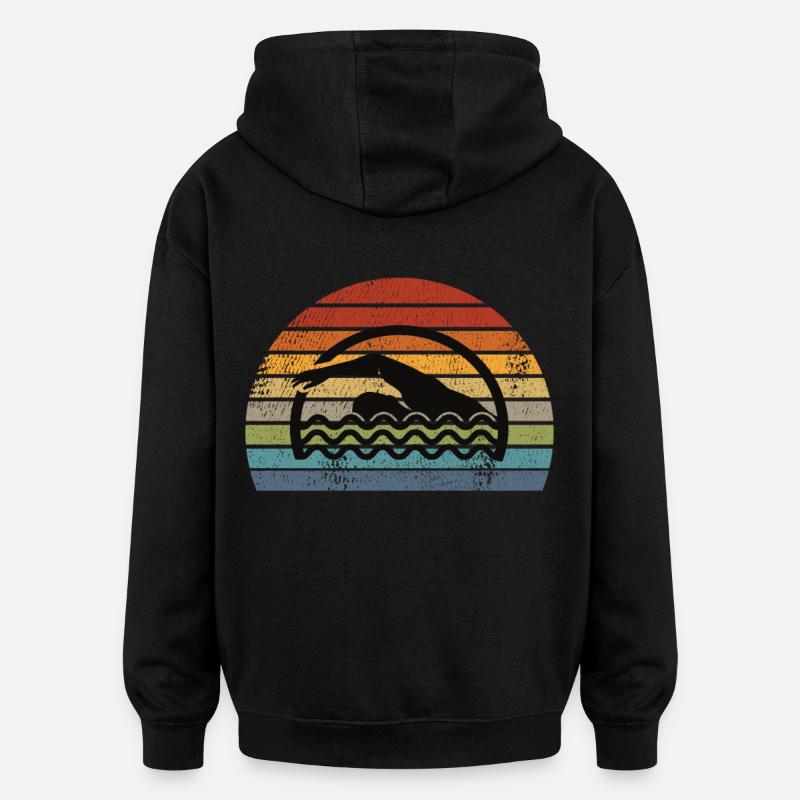 Nageur nageur rétro - Sweat à capuche oversize unisexe - noir