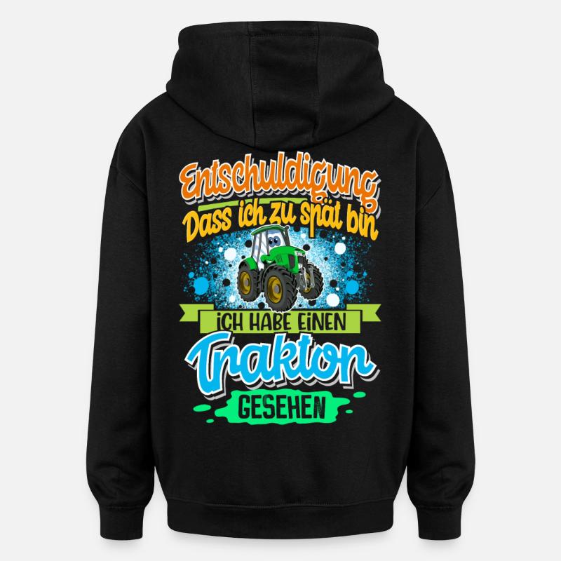Traktor Lustiger Spruch Kinder - Oversized Unisex Hoodie - Schwarz