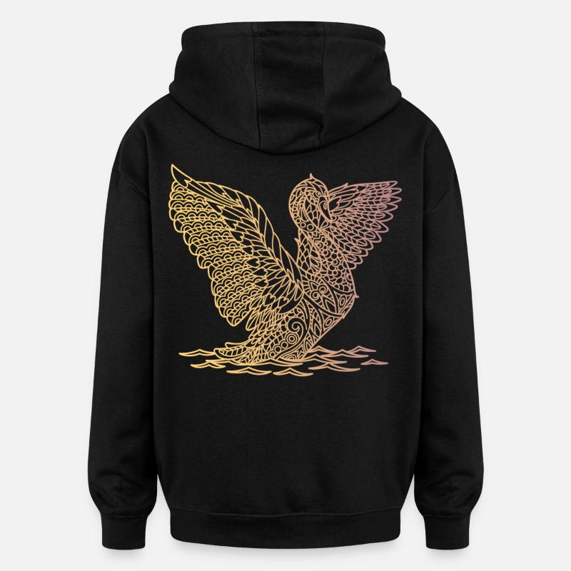 landender Schwan - Oversized Unisex Hoodie - Schwarz