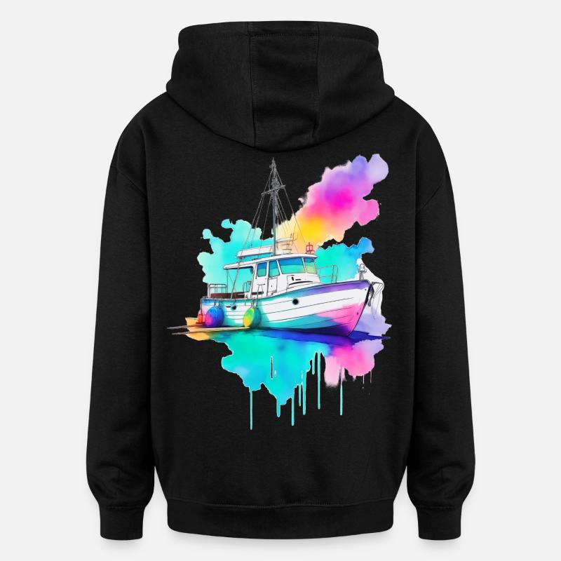Segelboot - Oversized Unisex Hoodie - Schwarz