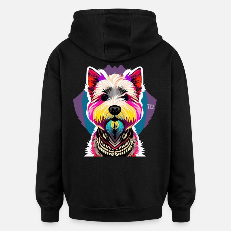 Terrier des Highlands de l’Ouest - Sweat à capuche oversize unisexe - noir