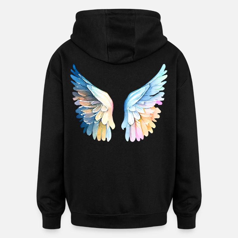 Ailes d'Ange Pastel Angelwings - Oversized Unisex Hoodie - black