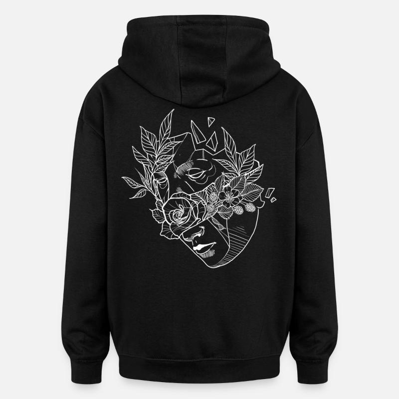 Masque de fleur 2 - Sweat à capuche oversize unisexe - noir