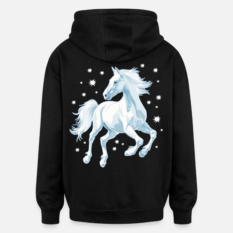 Cheval avec des étoiles - Sweat à capuche oversize unisexe - noir