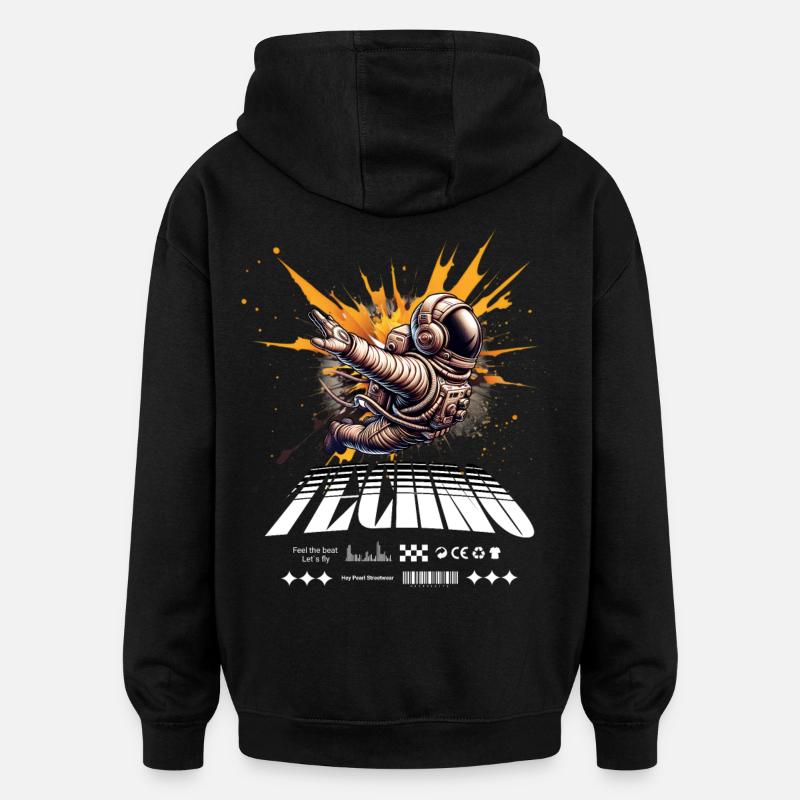 Astronaut im Sprayer-Splash Techno - Oversized Unisex Hoodie - Schwarz