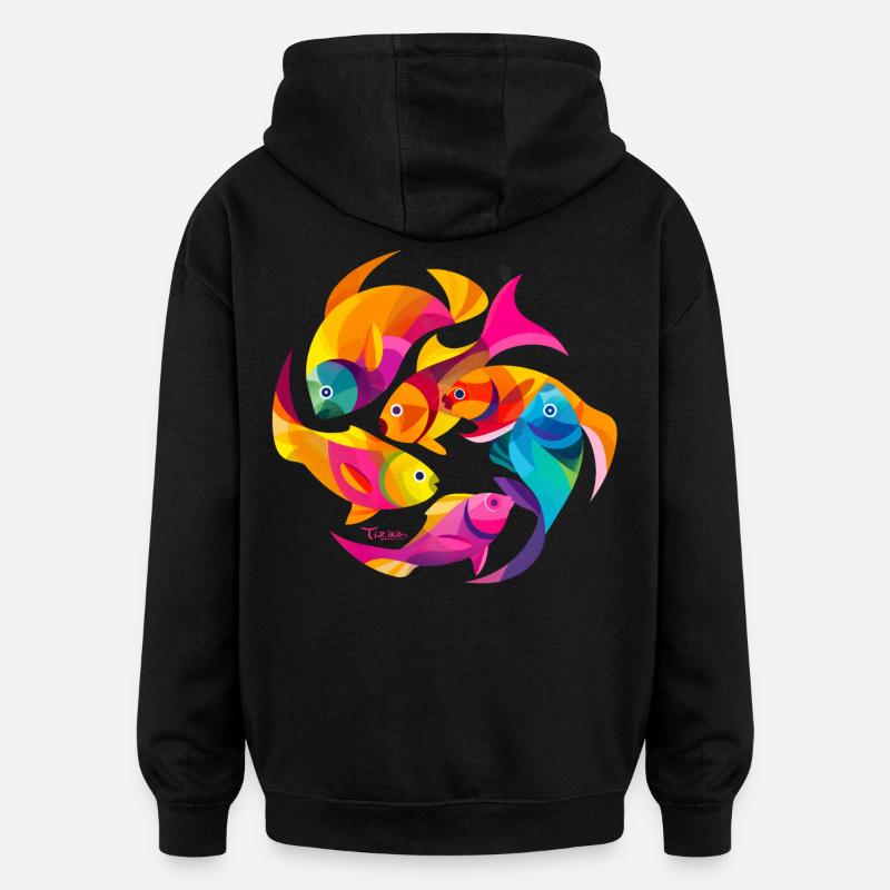 Couleurs tropicales - Sweat à capuche oversize unisexe - noir