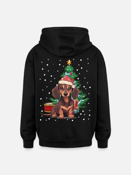 Julegaver hund gravhund Xmas Nikolaus - Oversize unisex hoodie - sort