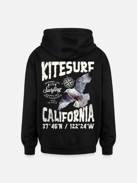 Kitesurfing in California - Oversized Unisex Hoodie - black