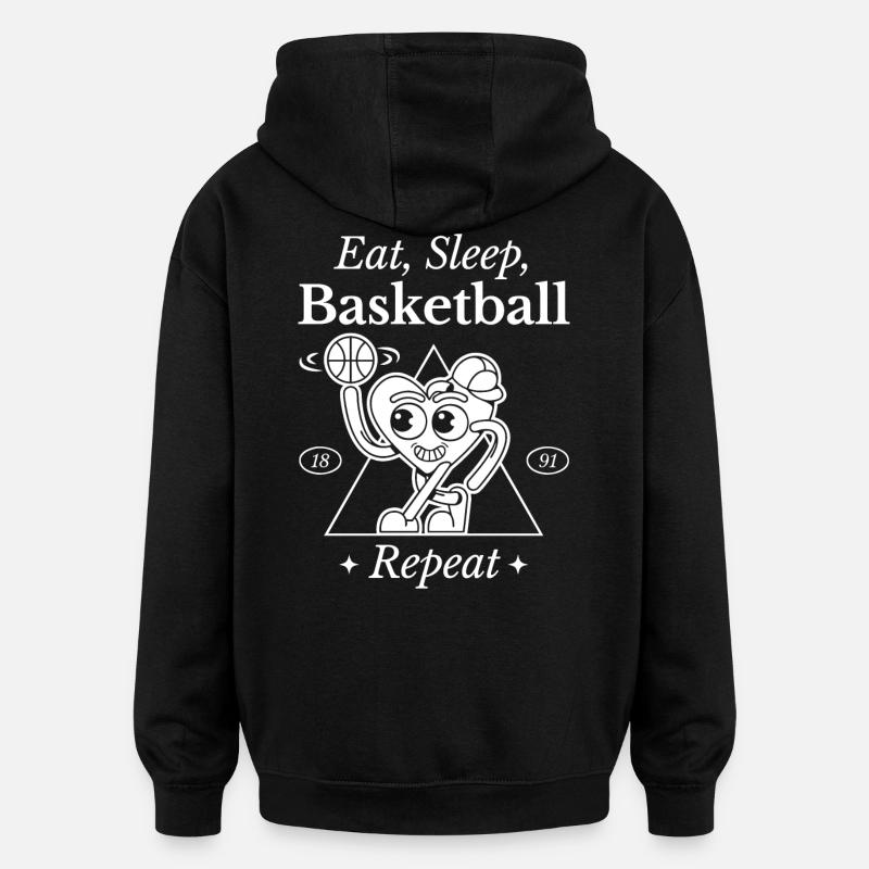 Conception de coeur de basket-ball - Sweat à capuche oversize unisexe - noir