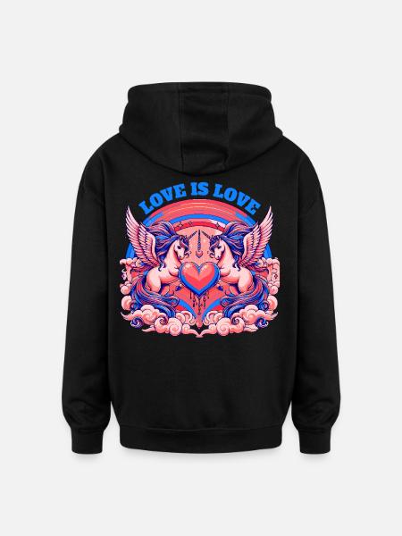 Love is Love Blue - Oversized Unisex Hoodie - black