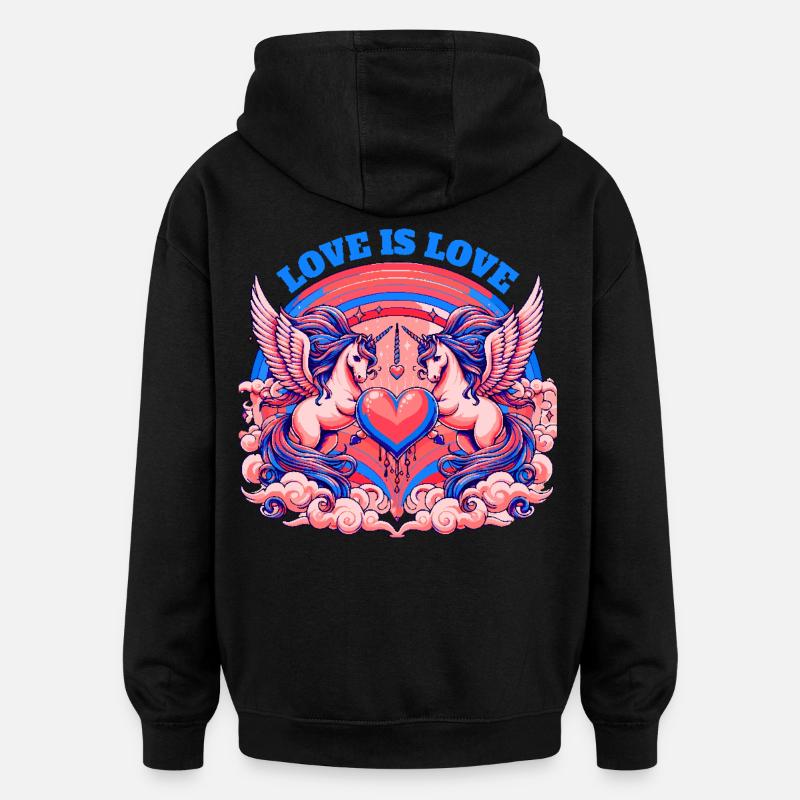 Love is Love Blau - Oversized Unisex Hoodie - Schwarz