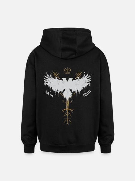 Vikinger - Hugin og Munin – Odins ravne - Oversize unisex hoodie - sort