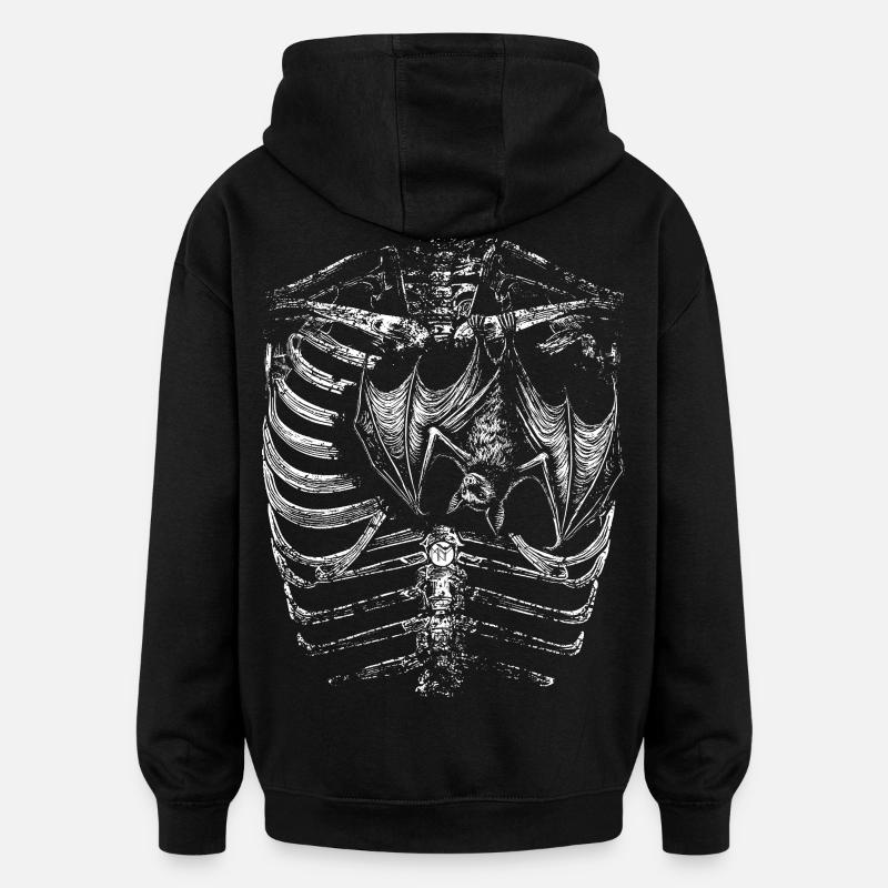 X-Ray Skelett Korpus mit Fledermaus - Oversized Unisex Hoodie - Schwarz