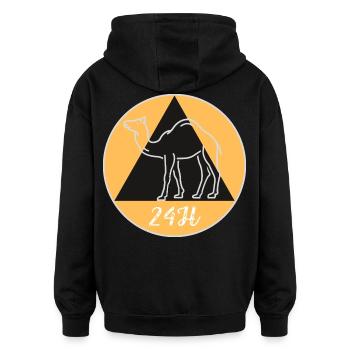 Chameau géométrique sur fond noir - Sweat à capuche oversize unisexe - noir - Dos - Noah (186cm)