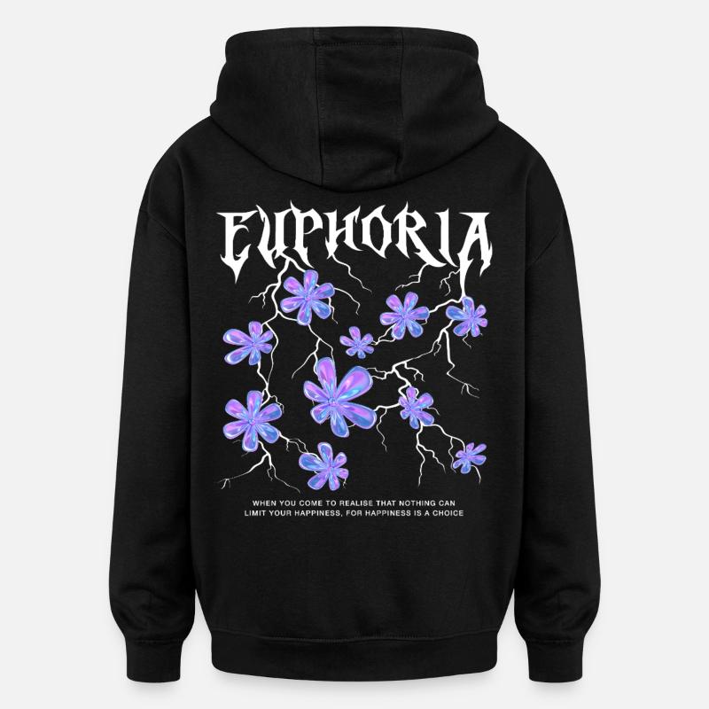 Euphorie Blitzblumen - Oversized Unisex Hoodie - Schwarz