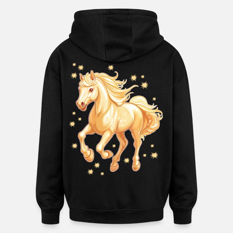 Pferd mit Sternen - Oversized Unisex Hoodie - Schwarz
