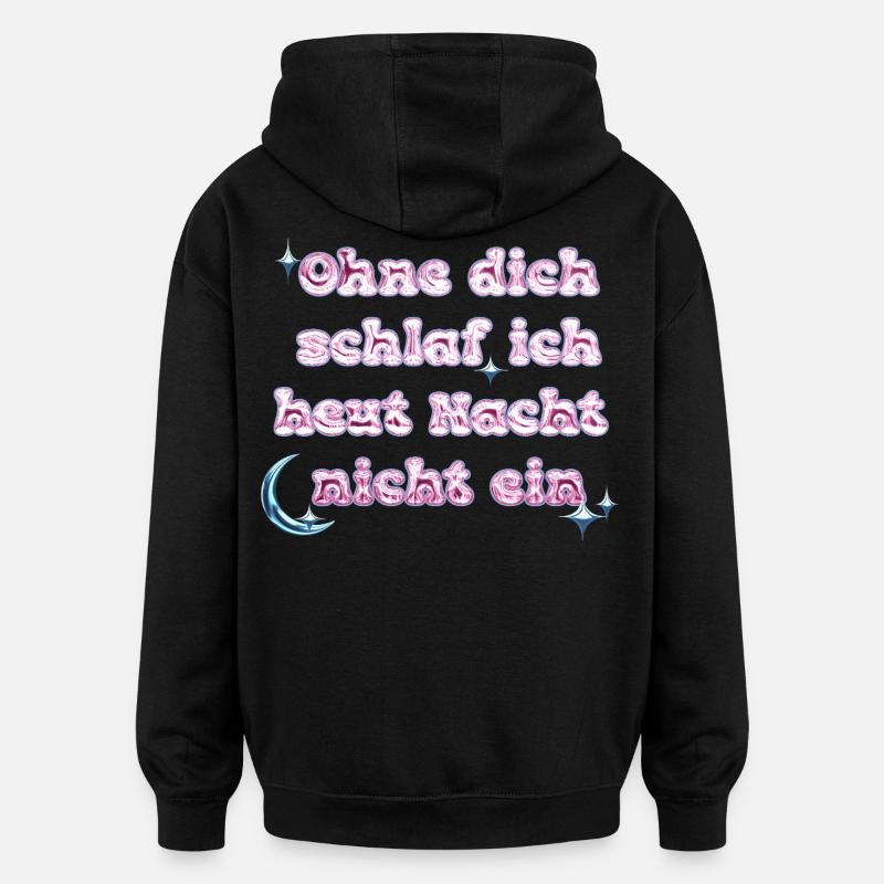 Sans toi - Conception de texte Y2K - Sweat à capuche oversize unisexe - noir