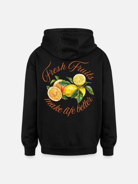 Lemon - Oversized Unisex Hoodie - Schwarz