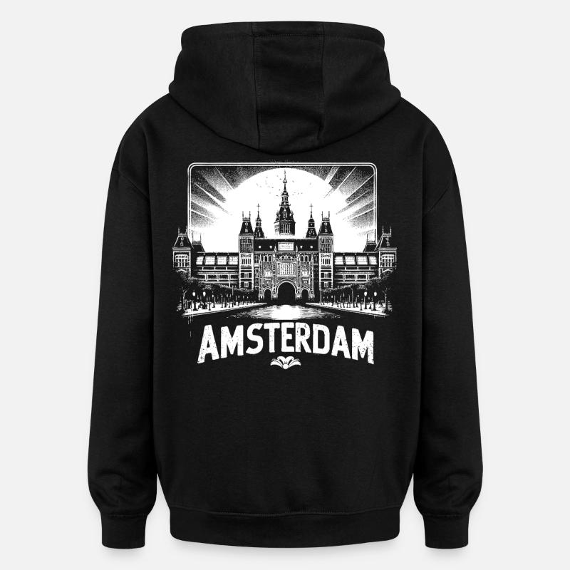 Design de chemise cool d’AMSTERDAM - Sweat à capuche oversize unisexe - noir