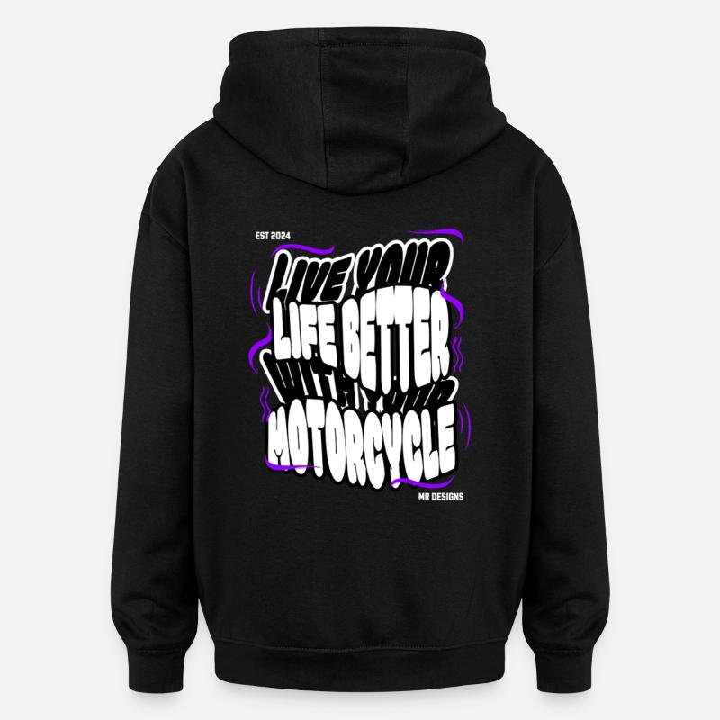 Motorcycle x MR DESIGNS  - Oversized Unisex Hoodie - Schwarz