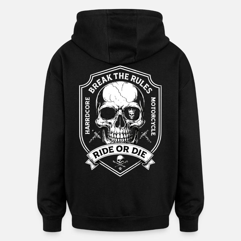 Motard Motard Chopper Briser les règles - Sweat à capuche oversize unisexe - noir