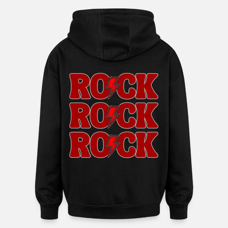 ROCK Trois Logos Rouge - Sweat à capuche oversize unisexe - noir