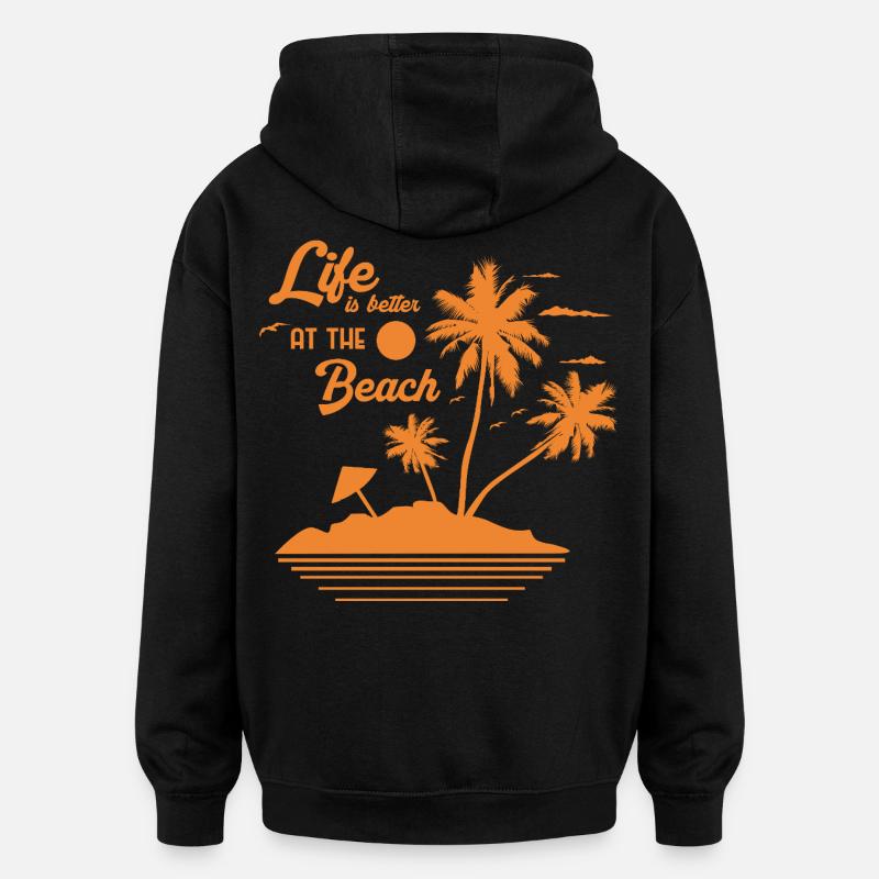 Coucher de soleil sur Palm Beach - Sweat à capuche oversize unisexe - noir